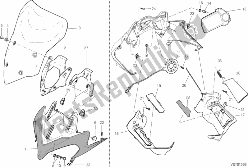 All parts for the Cowling of the Ducati Multistrada 1200 S GT USA 2014